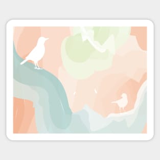 Modern Abstract Birds in Clouds Sticker